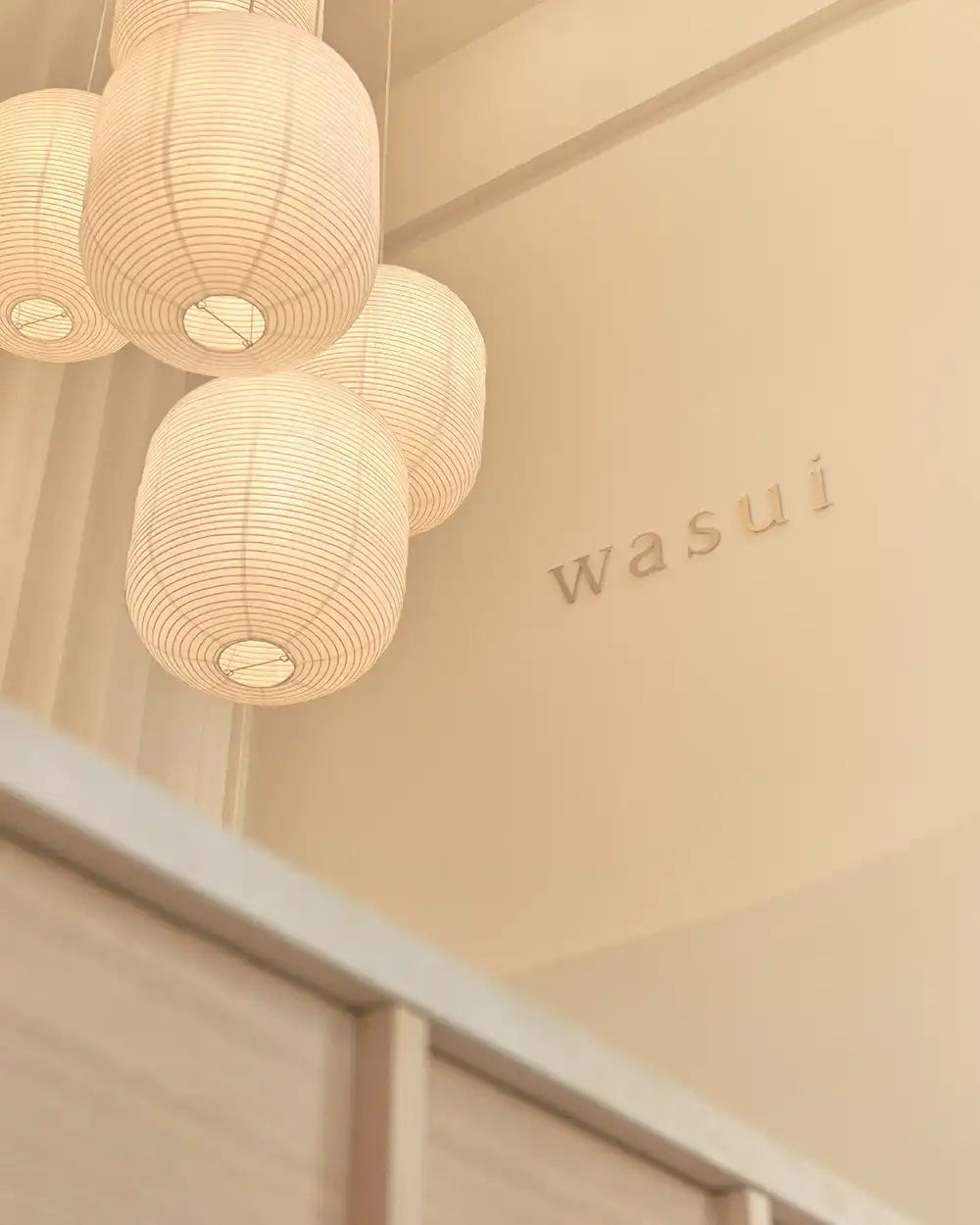 Paper lanterns inside the Wasui cafe