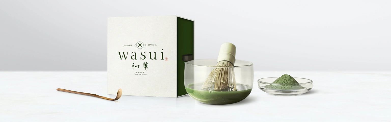 Wasui matcha starter kit with bowl, whisk and scoop